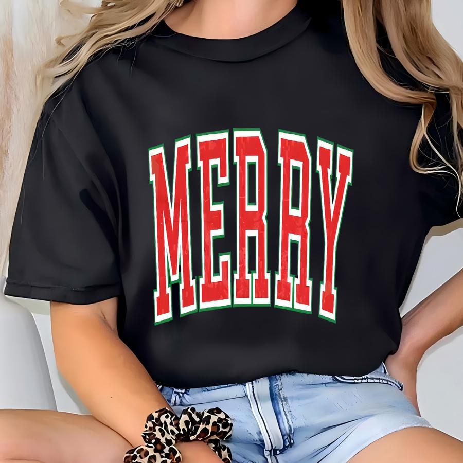 Merry Christmas Sweatshirt, Cute Winter Sweater, Christmas Shirt For Women, Holiday Sweater, Christmas Shirts, Christmas Crewneck Sweatshirt T-shirt