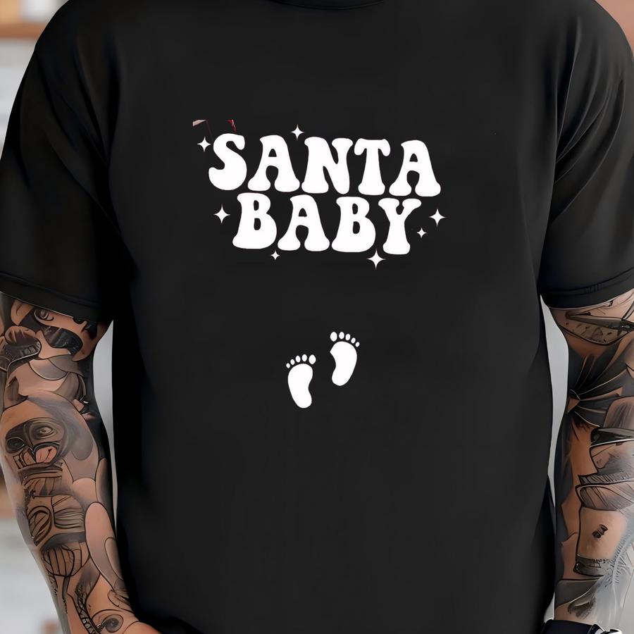 Santa Baby Maternity Sweatshirt: Christmas Pregnancy Announcement Hoodie T-shirt