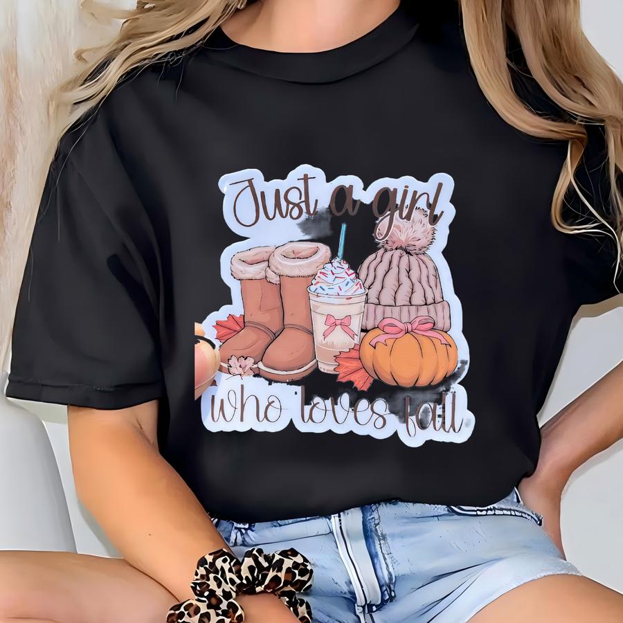 Fall Girl Sticker: Waterproof Autumn Vibes T-shirt