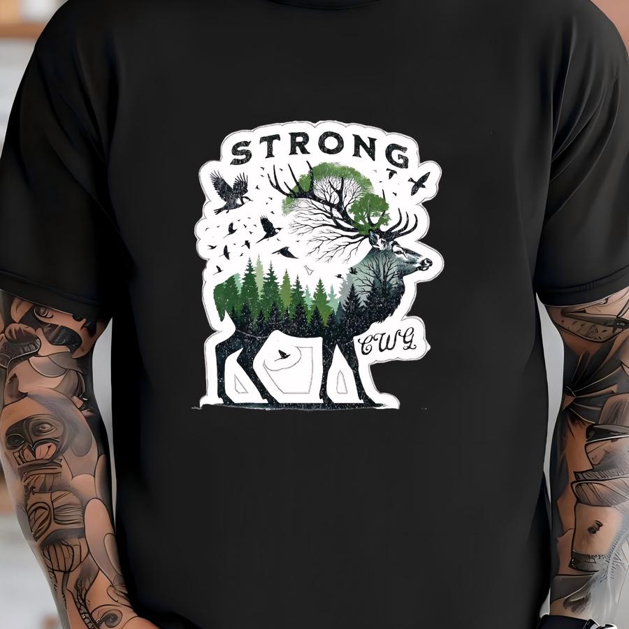 Strong How The Mighty Fall Cwg Sticker, Country Concert Merch, Nature Music Sticker, Western Gift For Men, Deer Forrest, Charles Vintage T-shirt