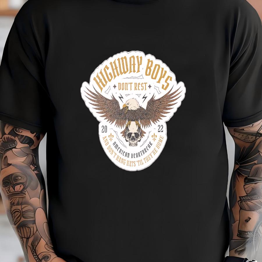 Highway Boys Sticker, Zlb Oklahoma Red Dirt Concert Merch, Don't Rest And Don't Hang Hats 'til They're Home, Cowboy Sticker, Gift For Men T-shirt