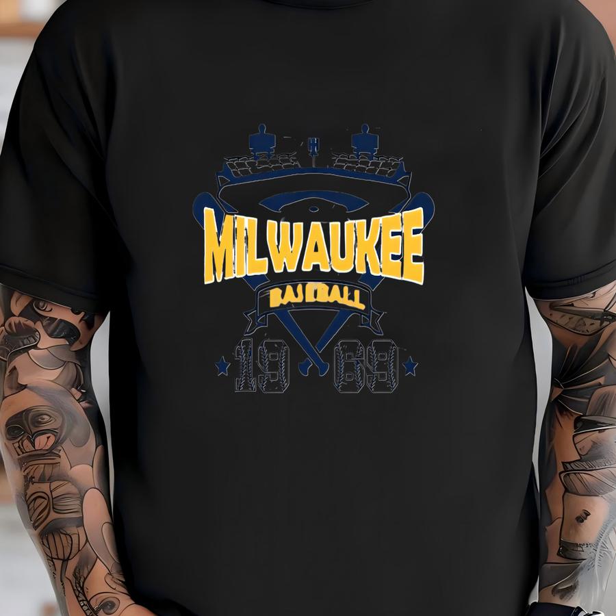 Vintage Milwaukee Baseball Retro Stadium With Est Number 1969 Sweatshirt, Milwaukee Baseball Team 90s Hoodie, Baseball Mom Sweatshirt T-shirt
