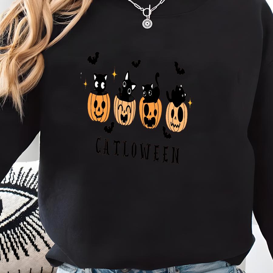Halloween Cat Shirt, Ghost Shirt, Ghost Cat Shirt, Happy Halloween,retro Spooky Season, Black Cat Shirt, Spooky Season Cat Tee, Cat Lover Sweatshirt