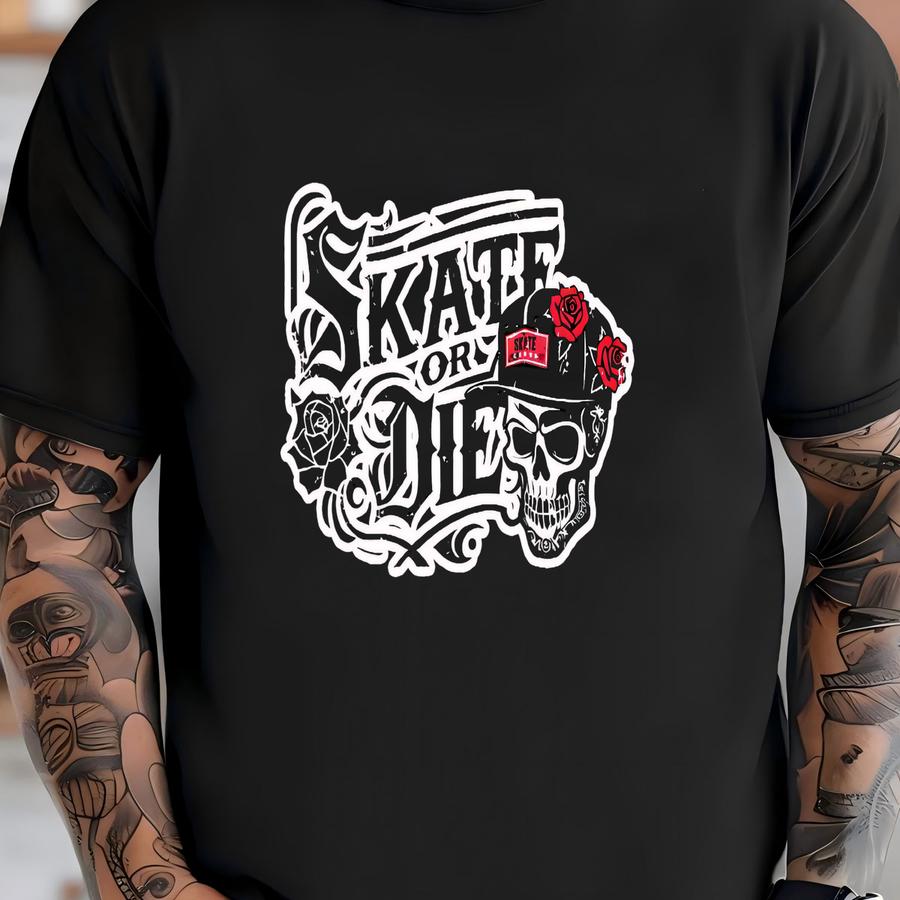 Skate Or Die Skater Tee Unisex Adult Hoodie Skull Cap Design Graffiti Street Style - Skater Skateboarding Tee - Fingerboards T-shirt