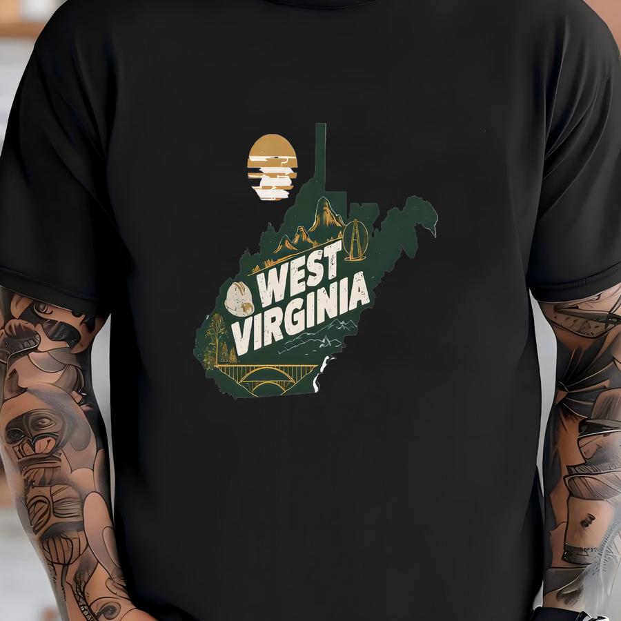 West Virginia State T Shirts, West Virginia Lover Gift Tee, West Virginia State Map Tshirt, West Virginia Souvenir, Wv Travel Gifts,trip Tee T-shirt