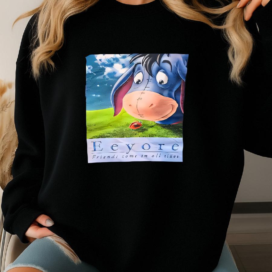 Vintage Cartoon Eeeyore Sweatshirt Eeyore Pullover Sweater Eeyore Crewneck Jumper Eeyore Graphic Print Blue Colour Large Size Sweatshirt