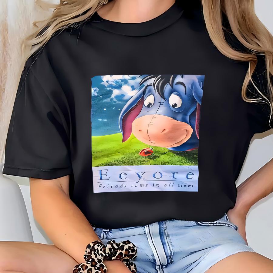 Vintage Cartoon Eeeyore Sweatshirt Eeyore Pullover Sweater Eeyore Crewneck Jumper Eeyore Graphic Print Blue Colour Large Size T-shirt