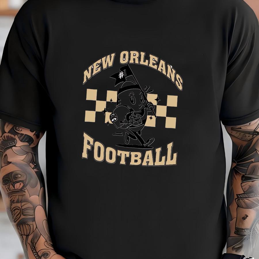 New Orleans Football Cute Ball Mascot Vintage Comfort Color Tshirt, Go New Orleans Football Team Shirt, Football Gameday Shirt, Sports Tee T-shirt
