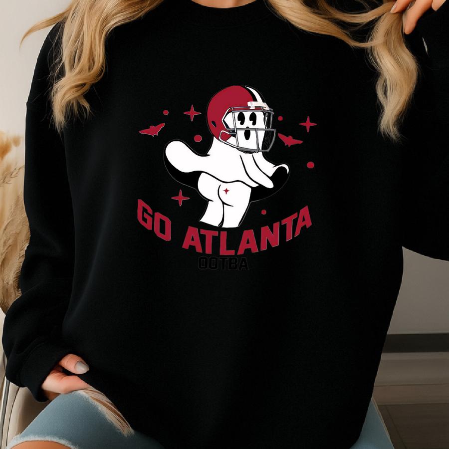 Go Atlanta Football Retro Funny Ghost Sweatshirt, Atlanta Football Team Spooky Season Hoodie, Football Retro Shirt, Halloween Sweatshirt Sweatshirt
