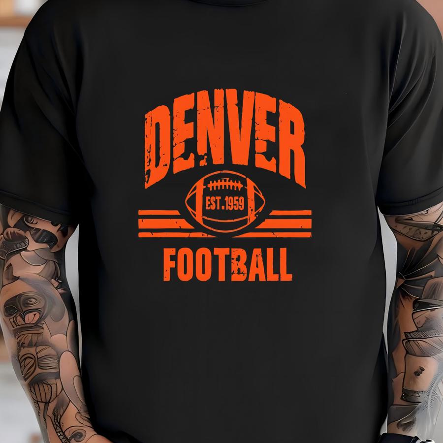 Denver Football Est 1959 Vintage Comfort Color Dark Tshirt, Denver Football Team Retro 90s Shirt, American Football Gameday Shirt, For Her T-shirt