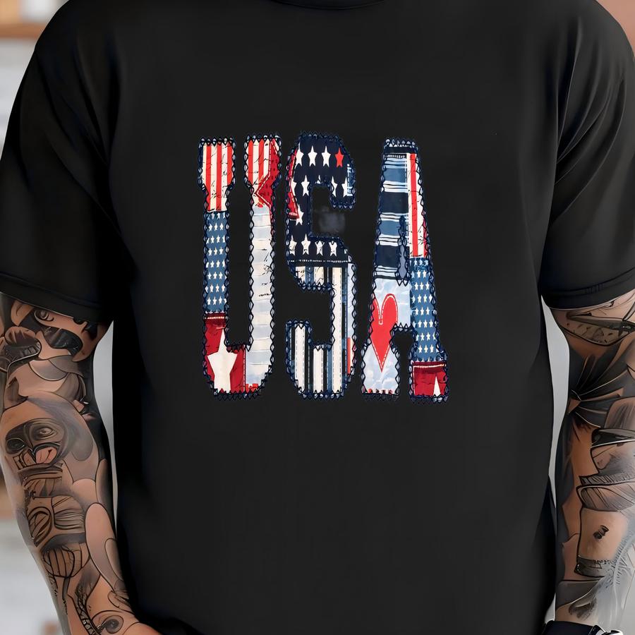 Usa Flag Shirt, Usa Shirt, Patriotic Shirt, American Flag Shirt, America Shirt, Applique Shirt, Cute Independence Day Shirt T-shirt