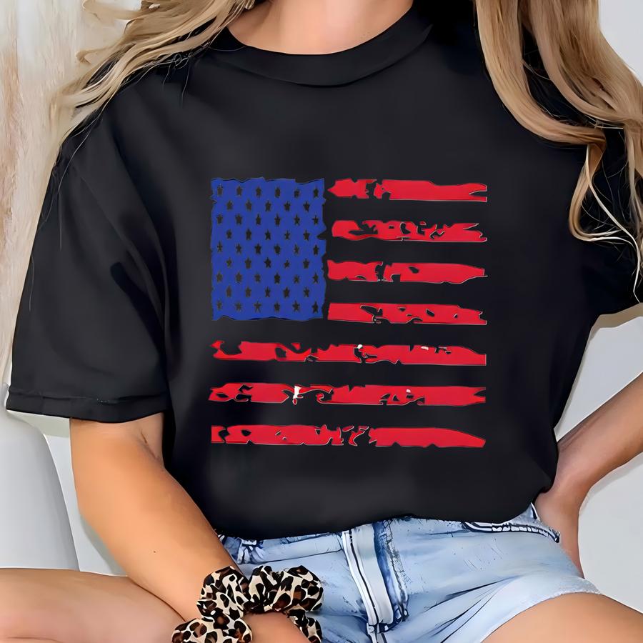 Usa Flag Shirt, American Flag Distressed Shirt, American Flag Distressed, American Flag Shirt, American Flag Shirt Men, 4th Of July Shirt T-shirt
