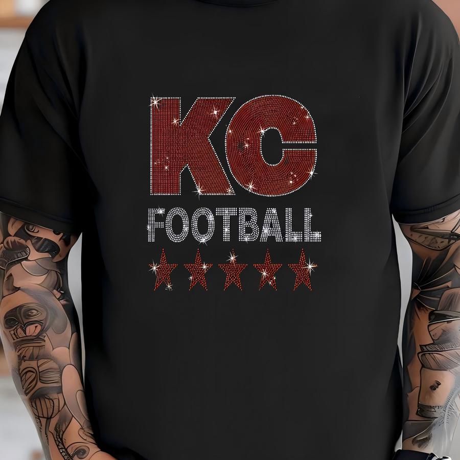 Kansas City Rhinestone Football Fan Shirt: Game Day Sparkle T-shirt
