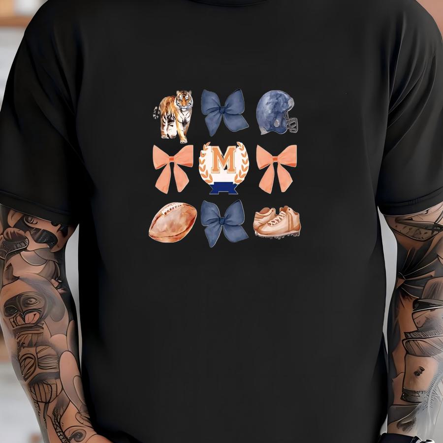 Custom Bow School Shirt, Bow Mascot Shirt, School Spirit, Custom Mascot Shirt, Football Shirt, Football Team, Football Bow, Coquette, Girly T-shirt