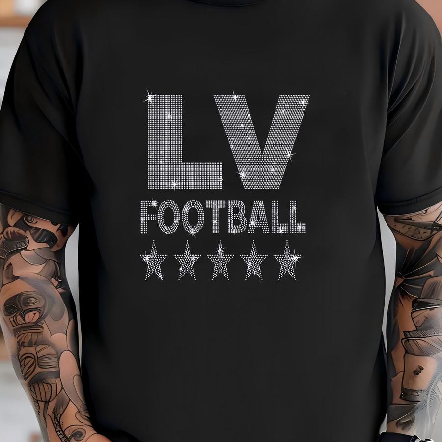Las Vegas Rhinestone Football Shirt: Retro Game Day Tee T-shirt
