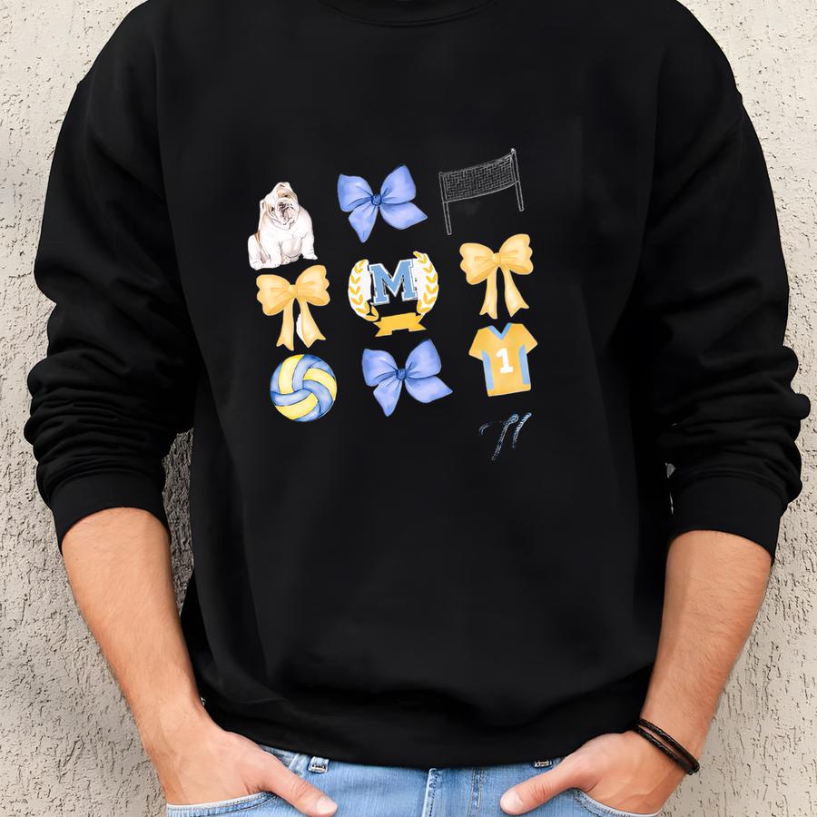 Custom Volleyball Bow : School Spirit Team Apparel Sweatshirt
