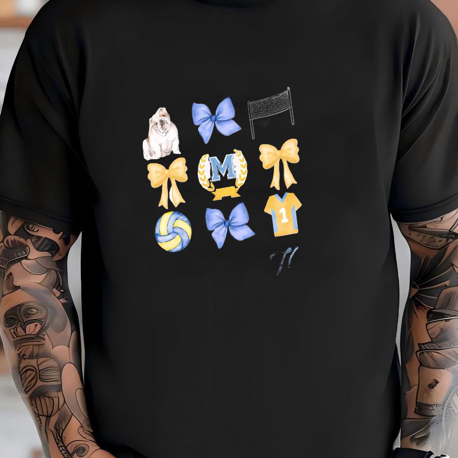 Custom Volleyball Bow : School Spirit Team Apparel T-shirt