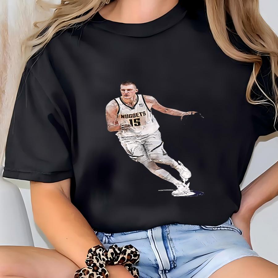 Nikola Jokic Poster Denver Nuggets Wall Art Print Basketball Sports Poster Canvas Print Abstract Painting Poster Home Decor H78 T-shirt