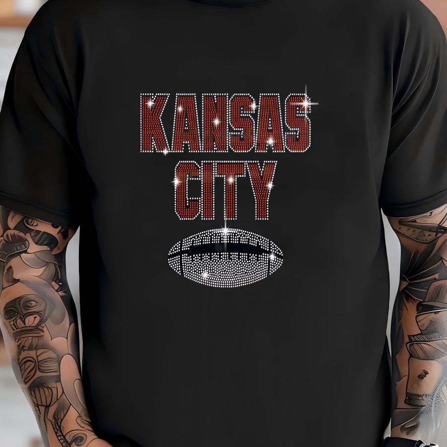 Kansas City Rhinestone Football Fan Shirt T-shirt