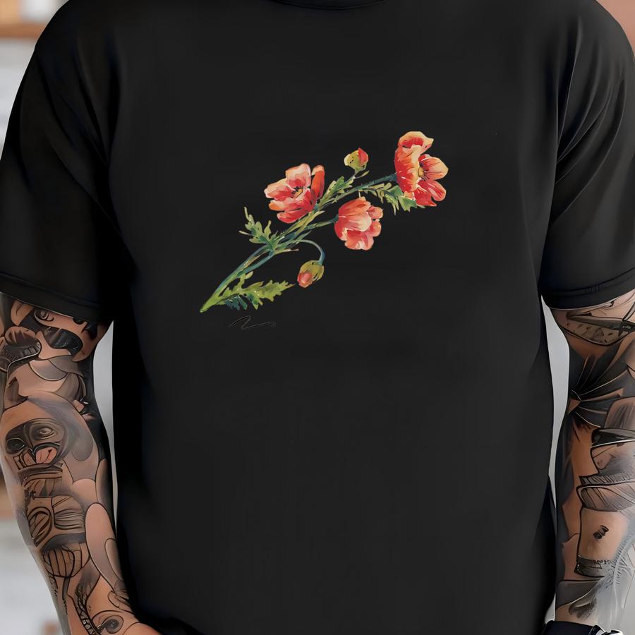 August Birthday Gift Custom Journal August Birth Flower Poppy Notebook August Birth Month Gift For Mom August Teacher Personalized Journal T-shirt