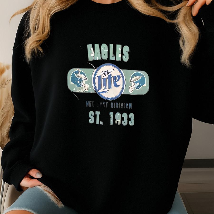 Vintage Long Sve Shirt Anvil Made Usa Size Large L Football Nfc Pennsylvania Miller Lite Beer Brew Alcohol 1990s Sweatshirt