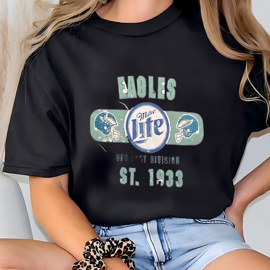 Vintage Long Sve Shirt Anvil Made Usa Size Large L Football Nfc Pennsylvania Miller Lite Beer Brew Alcohol 1990s T-shirt