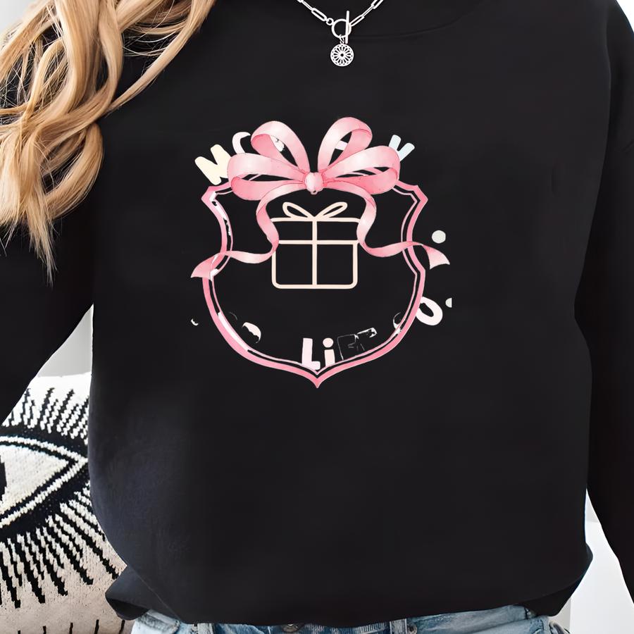 Pink Bow Crest Png Dusty Pink Watercolor Crest Png Diy Coquette Birthday Invitation Png Bow Crest Clipart Digital File Sweatshirt