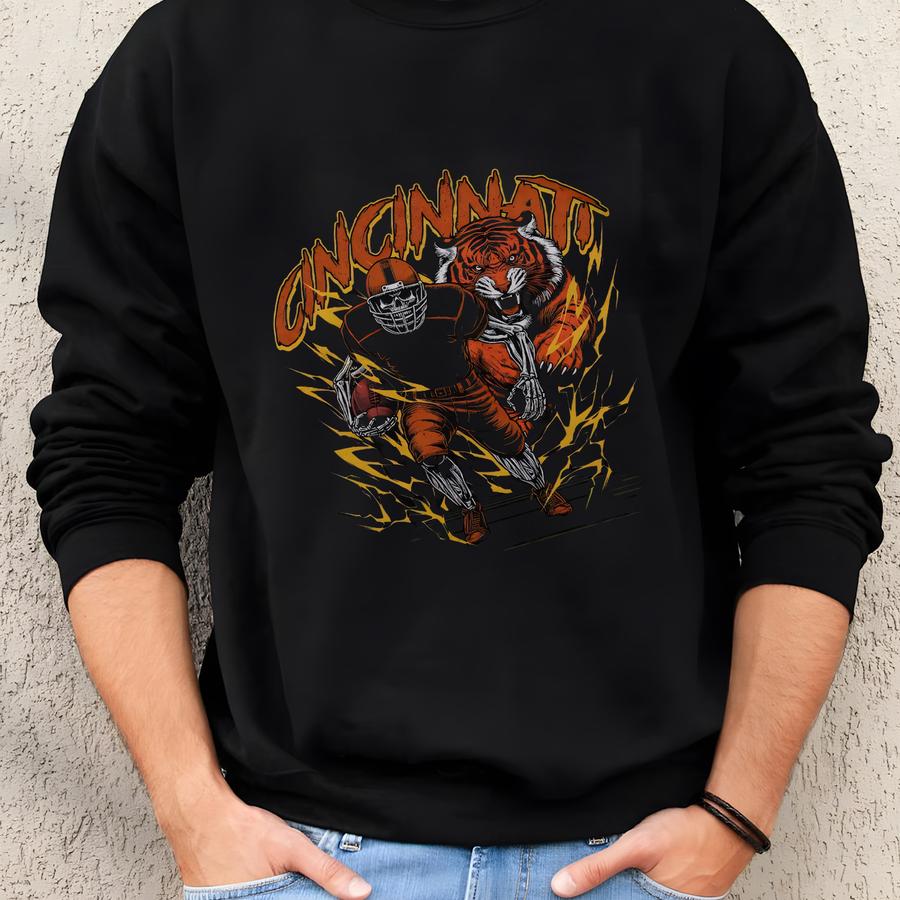 Cincinnati Football Skeleton Graphic Tee - Vintage Shirt Sweatshirt