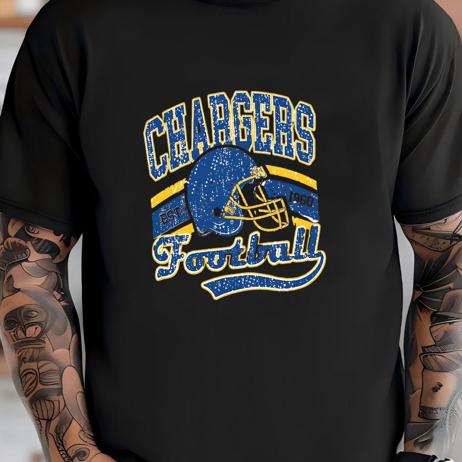 Chargers Football Vintage Long Sve Shirt, Retro, Oversized Fit, Unisex Football Shirt, Game Day, Sports Fan Gift, La, Ca T-shirt