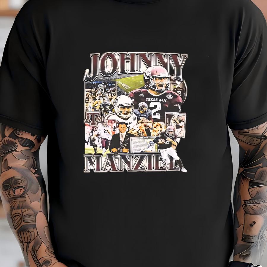 Vintage College Johnny Manziel Graphic Tee, Sports Graphic Tee T-shirt