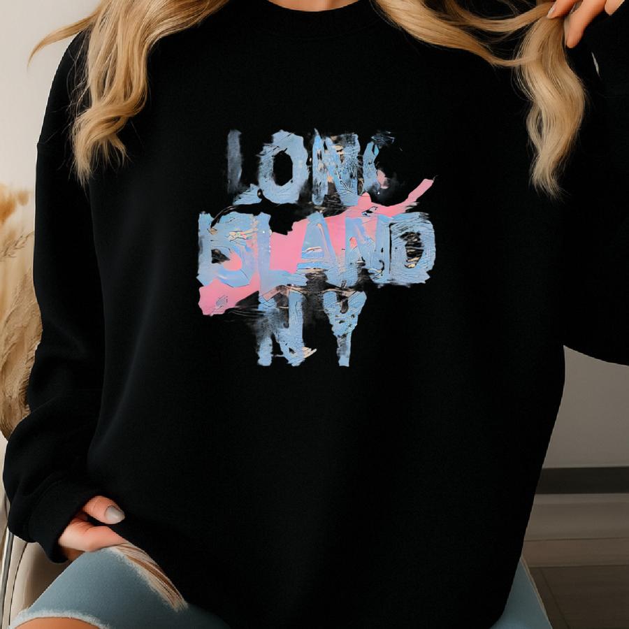 Long Island Men's Hoodie - New York Lifestyle Long Island New York Neon Wht Sweatshirt