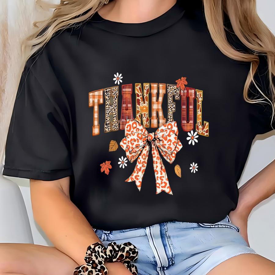 Coquette Thankful Sweatshirt, Retro Fall Shirt, Cute Thanksgiving Shirt, Autumn Sweatshirt, Fall Thankful Hoodie, Fall Shirt, Thankful Tee T-shirt
