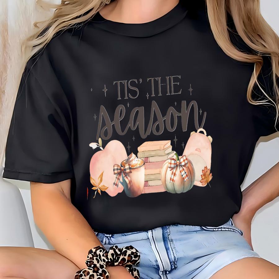 Tis The Season Teacher Fall Shirt, Vintage Autumn Coquette Shirt For Educators, Teacher Thanksgiving Shirt, Popular Fall Teacher Tee T-shirt