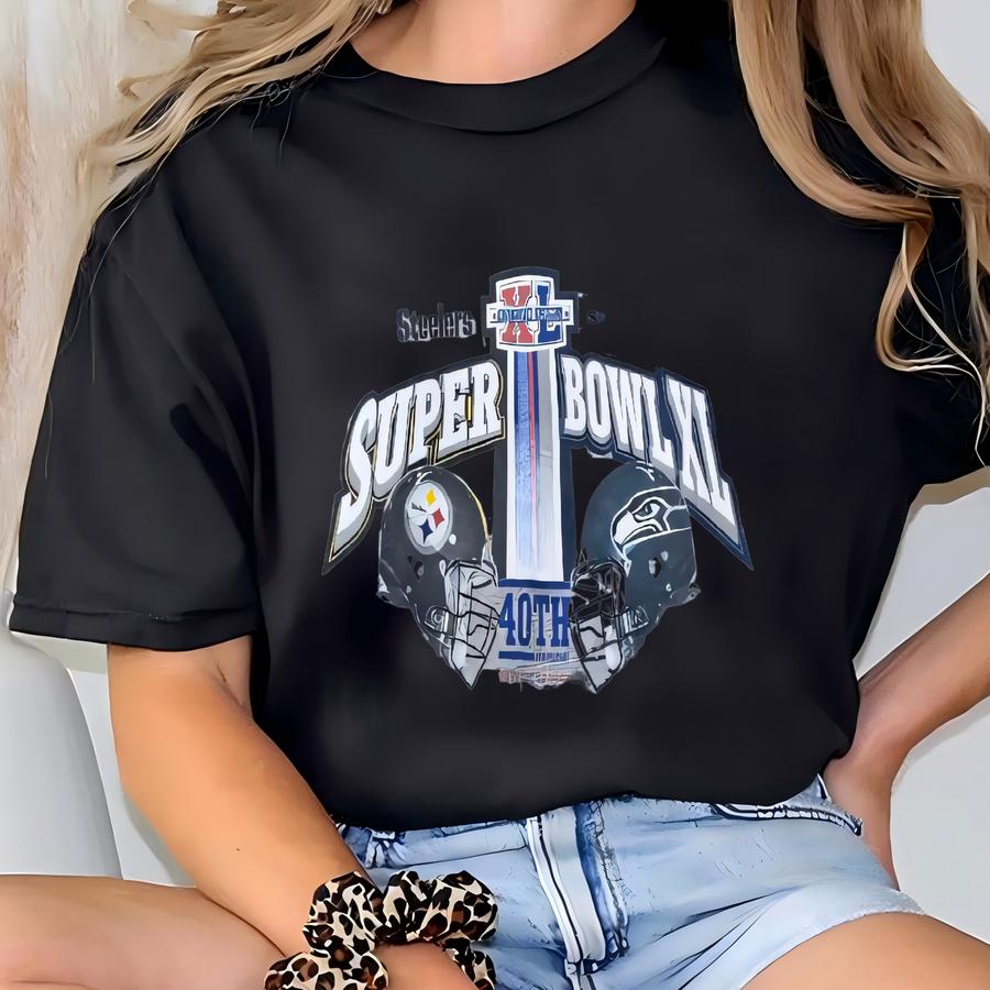 Vintage Steelers Seahawks Superbowl Sweatshirt Steelers Pullover Sweater Seahawks Crewneck Jumper Steelers Seahawks Superbowl Logo T-shirt