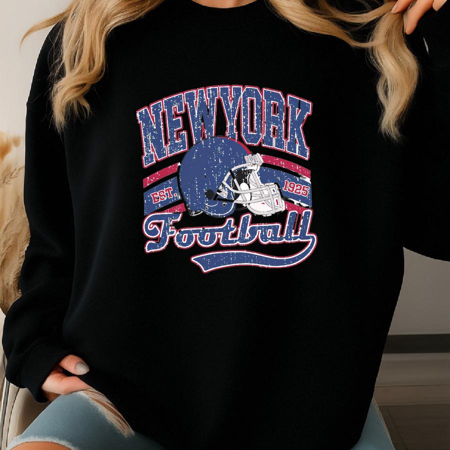 New York Giants Football, Vintage Long Sve Shirt, Retro Style, Oversized Fit, Unisex, Game Day, Sports Fan Gift, Ny Sweatshirt