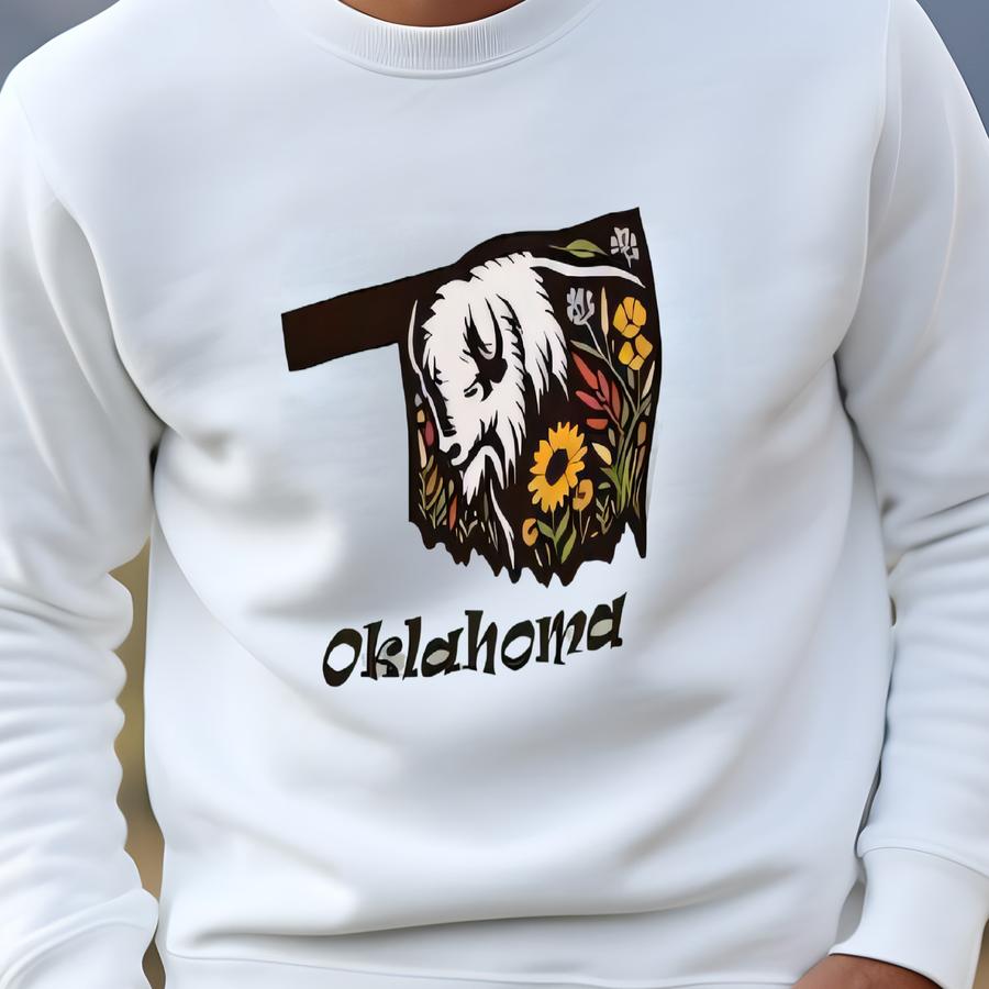 Oklahoma State T-shirt With Bison, Oklahoma Lover Gift, Home State Shirt, Oklahoma Crewneck Tee, Oklahoma Travel Souvenir Apparel Sweatshirt Oklahoma State T-shirt With Bison, Oklahoma Lover Gift, Home State Shirt, Oklahoma Crewneck Tee, Oklahoma Travel Souvenir Apparel Sweatshirt