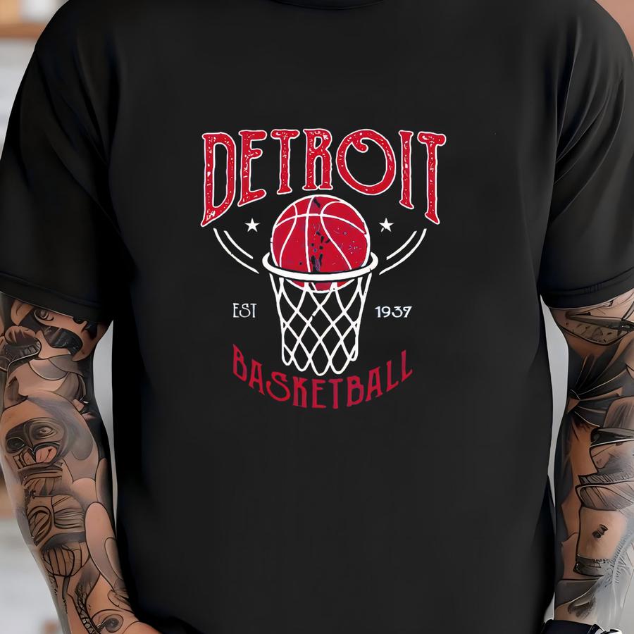 Detroit Basketball Vintage Est 1937 Unisex Royal Blue Sweatshirt, Detroit Basketball Team Gameday Hoodie, Basketball Retro Shirt, For Mom T-shirt