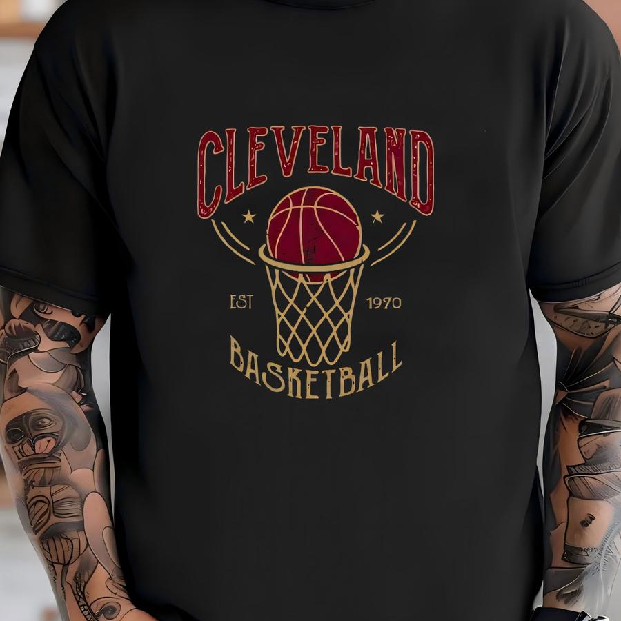 Cleveland Basketball Est 1970 Vintage 90s Sweatshirt, Cleveland Basketball Team Gameday Hoodie, Basketball Retro Shirt, For Her, For Him T-shirt