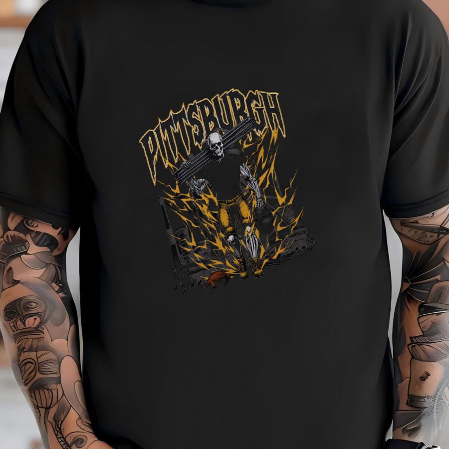 Pittsburgh Football Shirt - Graphic Tees - Skeleton Shirt - Merch Tee - Gift Shirt - Bootleg Shirt - Vintage - Skeleton Football Shirt T-shirt