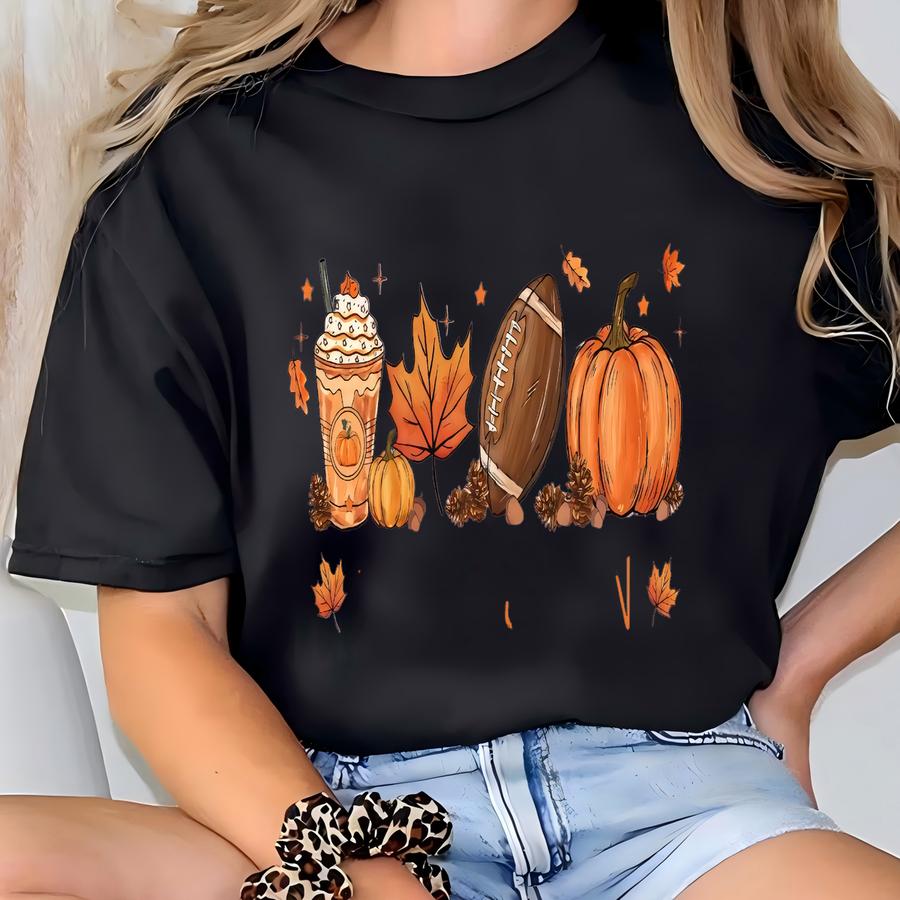 Tis The Season Fall Autumn Football Pumpkins Pumpkin Spice Latte Unisex Heavy Blend™ Hooded Sweatshirt T-shirt