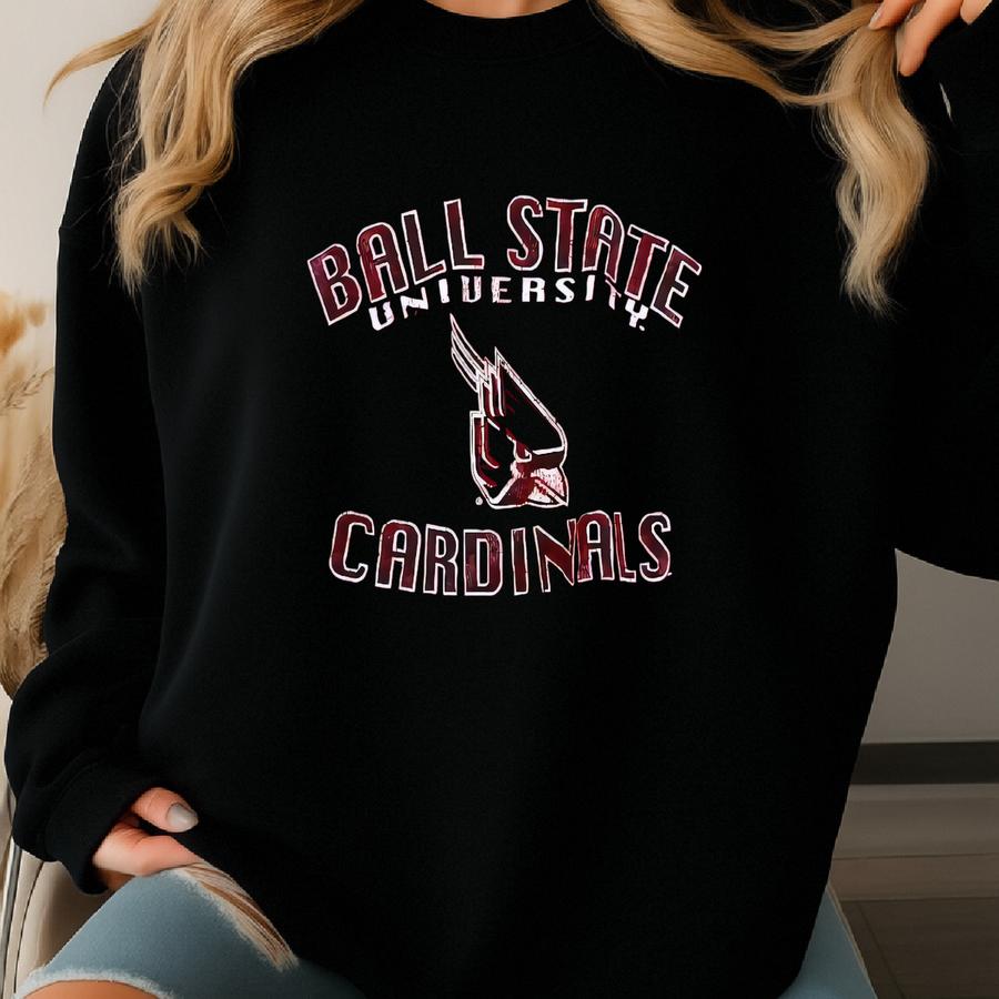 Women's Ball State Acid Washed Cropped Long Sve Shirt | Ball State Crop Top | Ball State Long Sve Shirt | Ball State Tie-dyed Shirt Sweatshirt