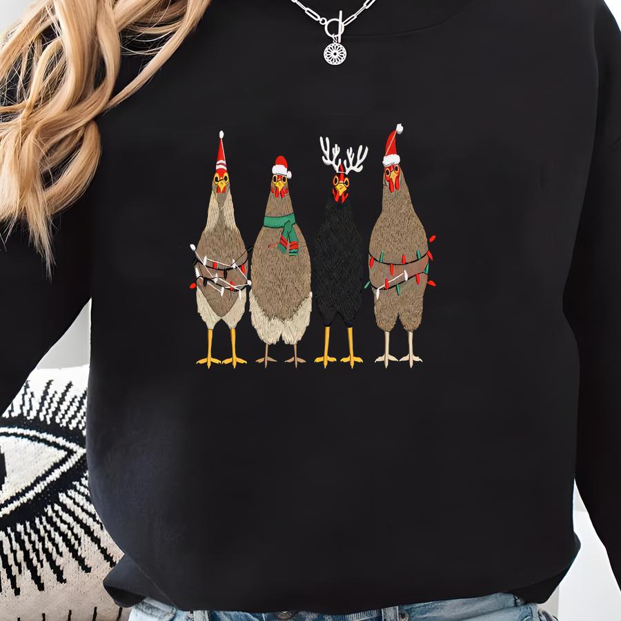 Christmas Chicken Sweatshirt, Christmas Shirt, Christmas Shirt, Christmas Chicken Sweatshirt, Christmas Matching Tee Sweatshirt