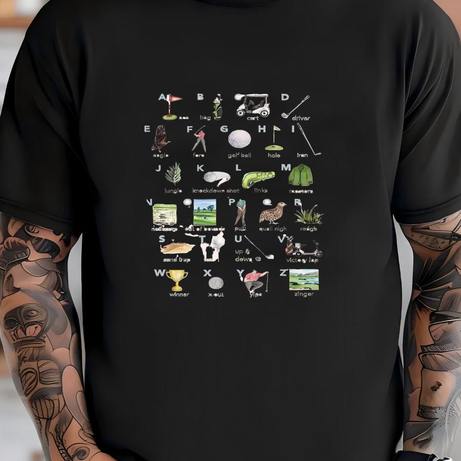 Golf Alphabet Nursery Print, Digital Download, Golf Wall Art, Golf Gift, Golf Nursery, Digital Print, Boys Room, Kids Room, Nursery Art T-shirt