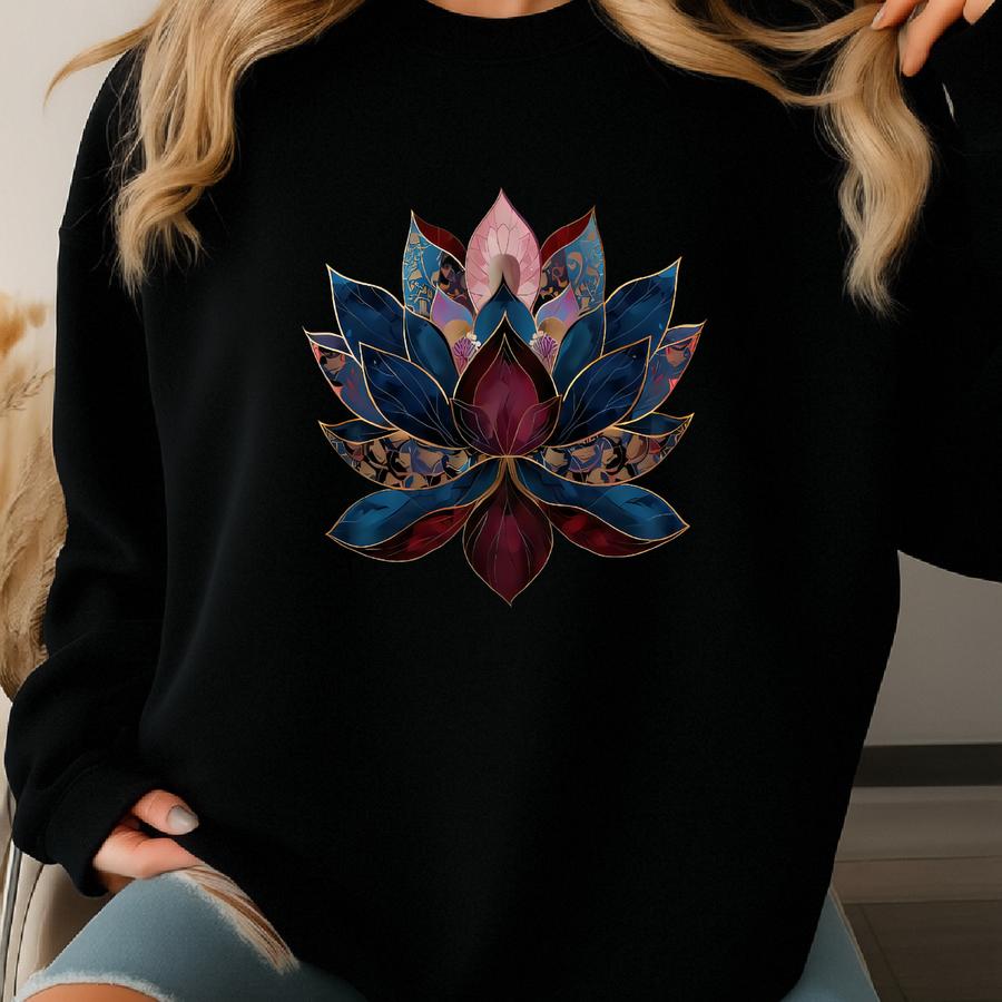 Lotus Flower Shirt Yoga Tshirt Vintage Floral Buddhism Tee Zen Buddhist Yogi Gift T-shirt Sweatshirt