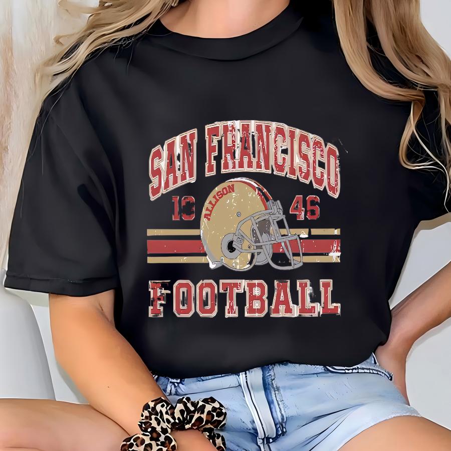 Distressed San Francisco Football Sweatshirt: Retro Style Crewneck T-shirt