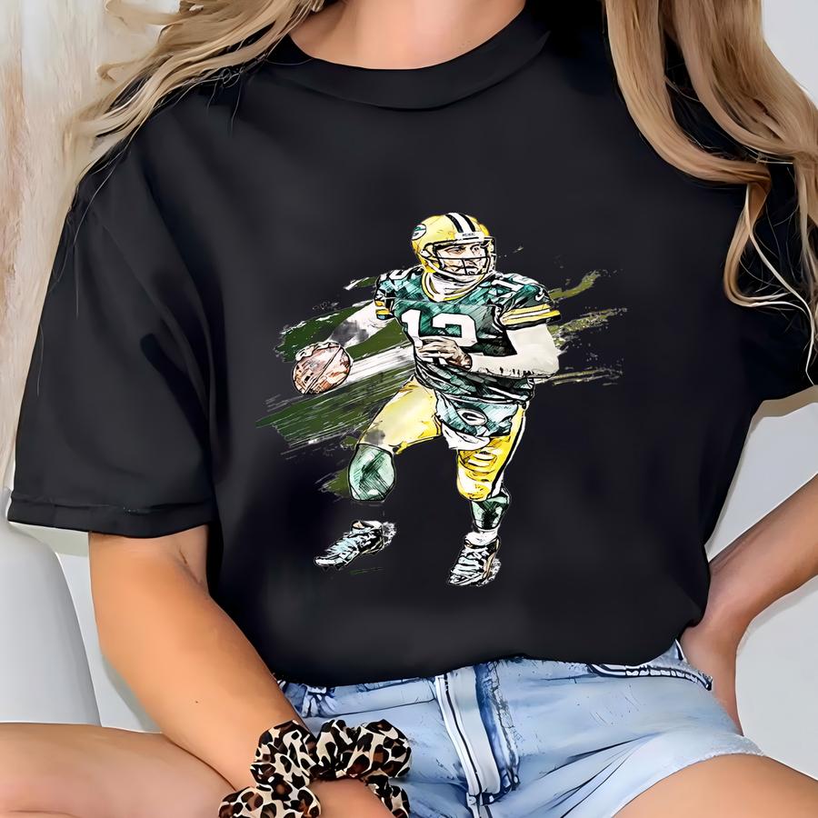 Aaron Rodgers Poster Green Bay Wall Art Print Football Player Sports Canvas Canvas Print Football Poster Home Decor H106 T-shirt