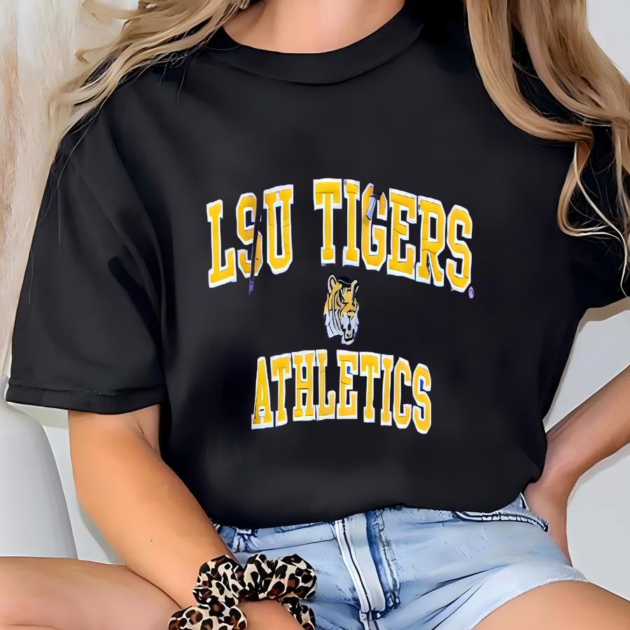 Vintage Ncaa Tigers Athletics Hoodie Tigers Pullover Jumper Tigers Hooded Sweater Tigers Athletics Y Logo Purple T-shirt