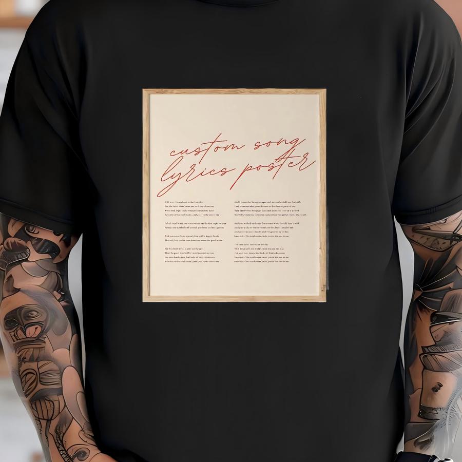 Custom Song Lyrics Wall Art, Personalised Music Poster, Customizable Music Gift, Anniversary Gift, Music Gift, Wedding Song, First Dance T-shirt