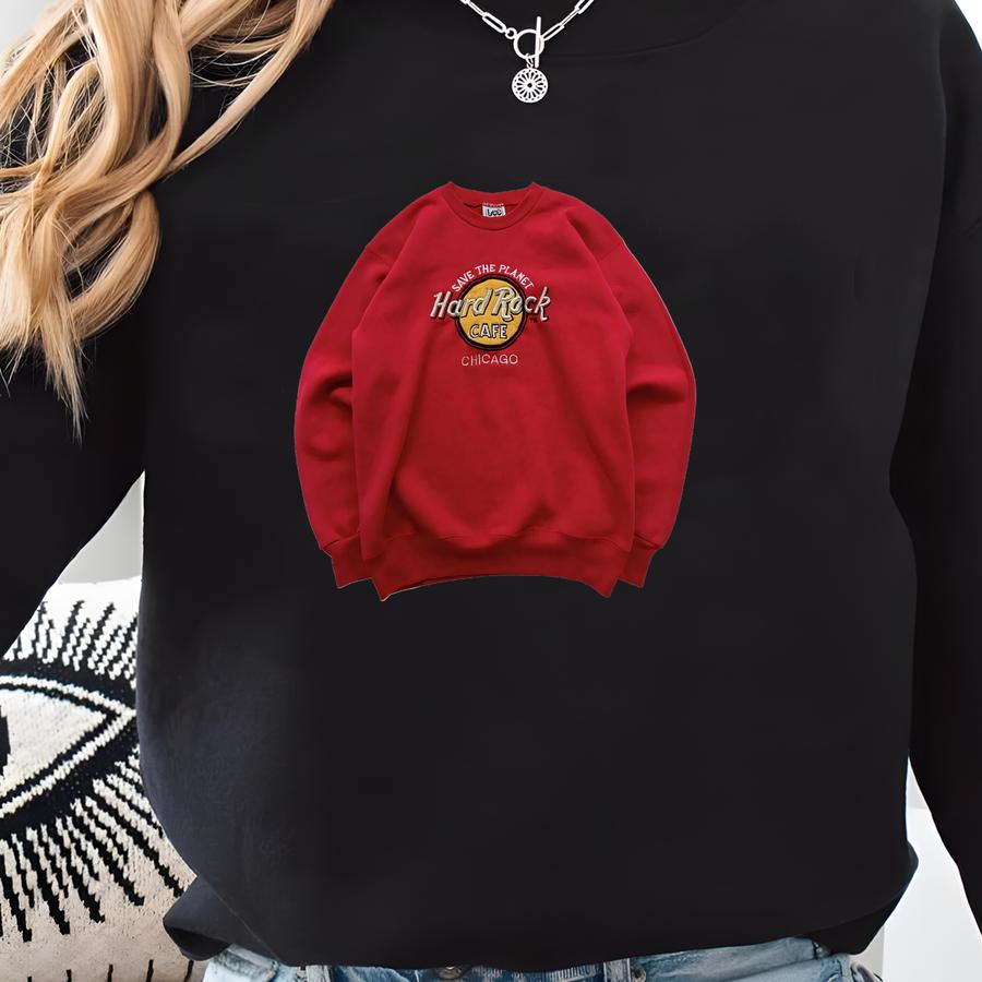 Vintage 90s Hard Rock Chicago Save The Planet Crewneck Sweatshirt Sweatshirt