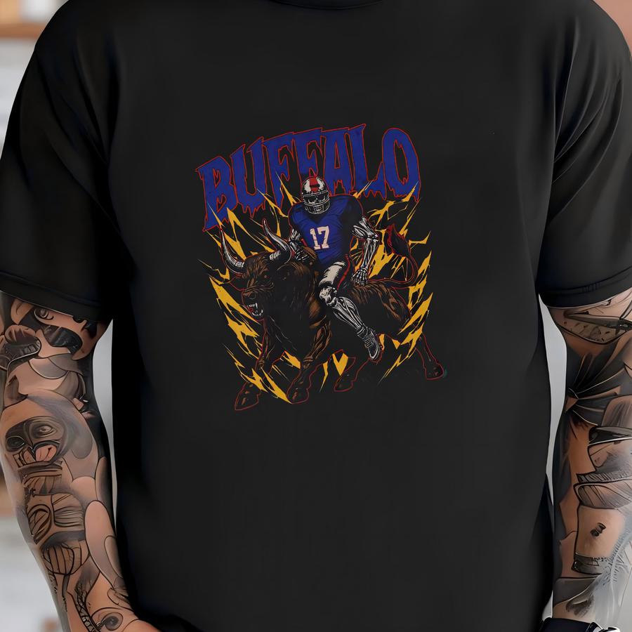 Buffalo Football Skeleton Graphic Sweatshirt - Vintage Bills Crewneck T-shirt